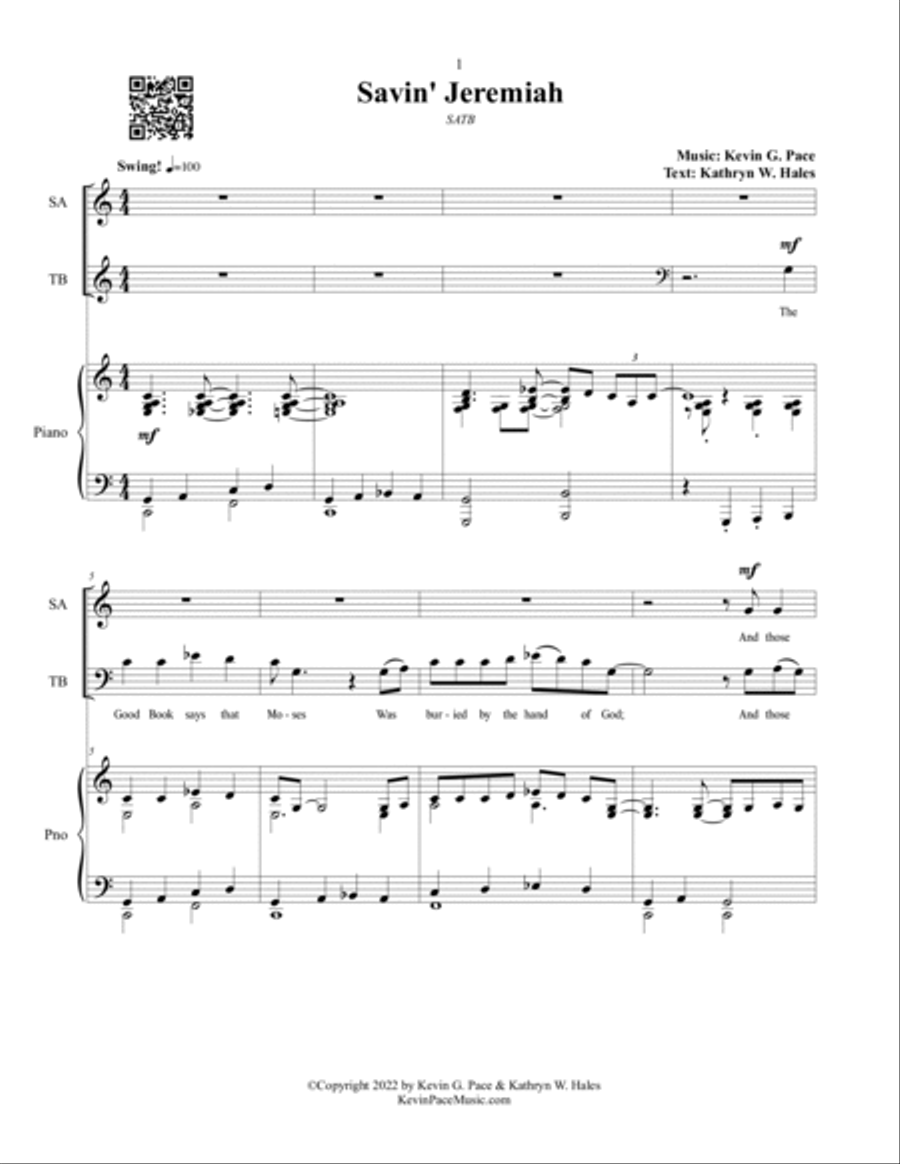 Savin' Jeremiah - SATB Choir 4-Part scores gallery preview page 2