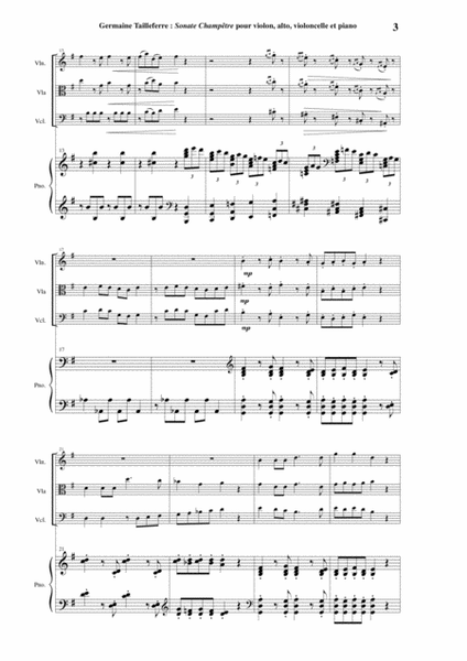 Germaine Tailleferre: Sonate Champêtre for violin (or oboe), violin, violoncello and piano