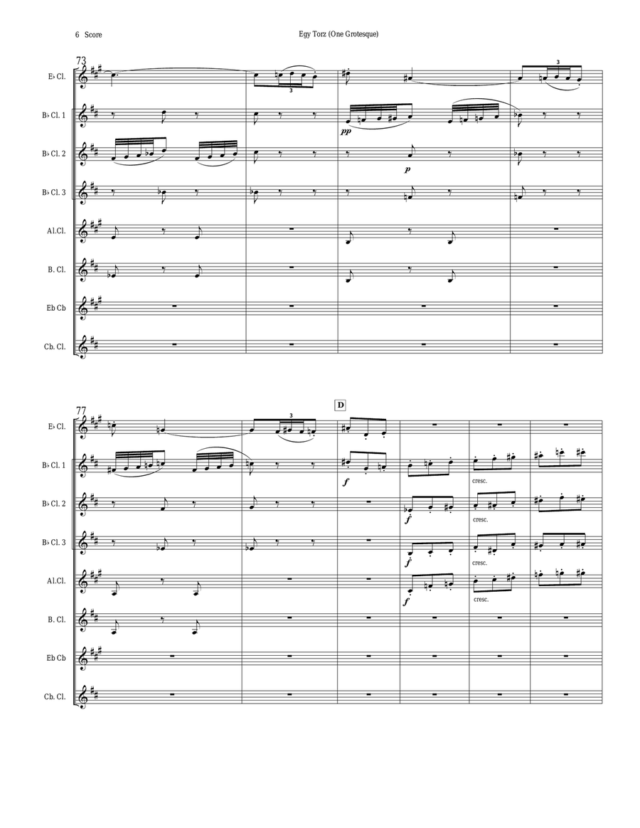 Bartok - Egy Torz (One Grotesque) for Clarinet Choir Clarinet Choir scores gallery preview page 6