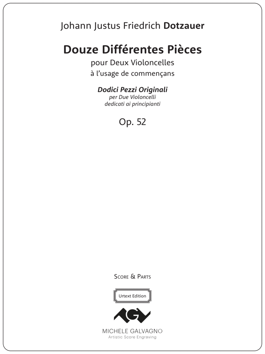 Twelve Original Pieces for Two Cellos, Op. 52 image number null