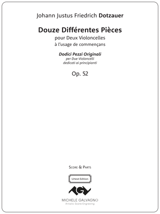 Book cover for Twelve Original Pieces for Two Cellos, Op. 52