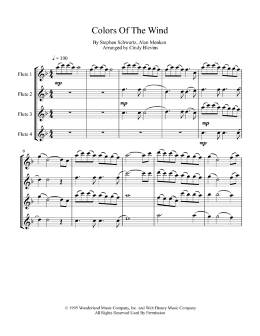 Colors Of The Wind Colors Of The Wind Flute Quartet scores gallery preview page 2