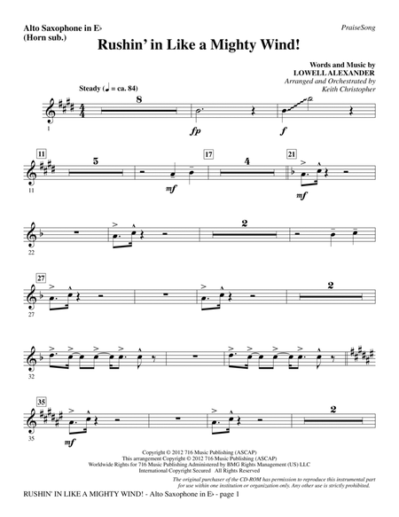 Rushin' In Like A Mighty Wind! - Alto Sax (sub. Horn)