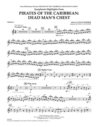 Book cover for Soundtrack Highlights from Pirates Of The Caribbean: Dead Man's Chest - Violin 1