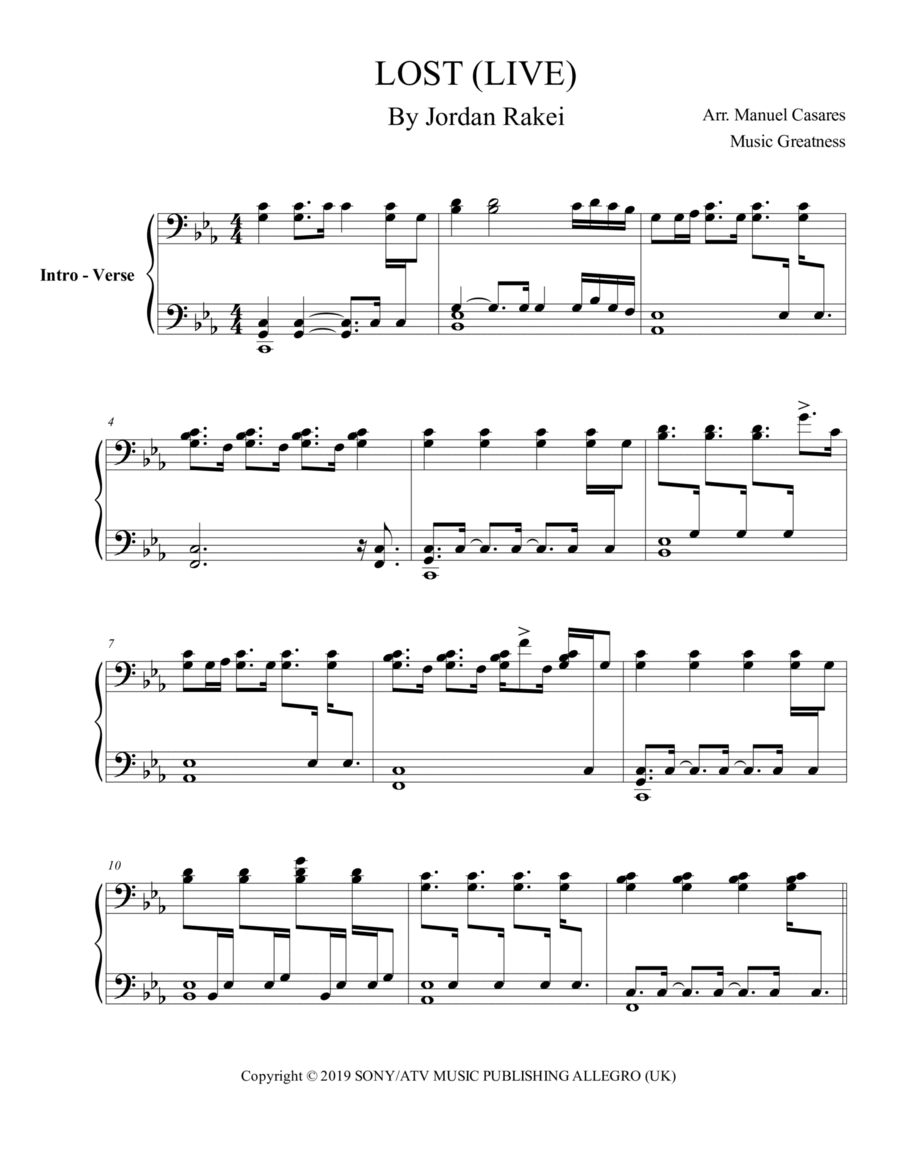 Lost Piano Solo scores gallery preview page 1