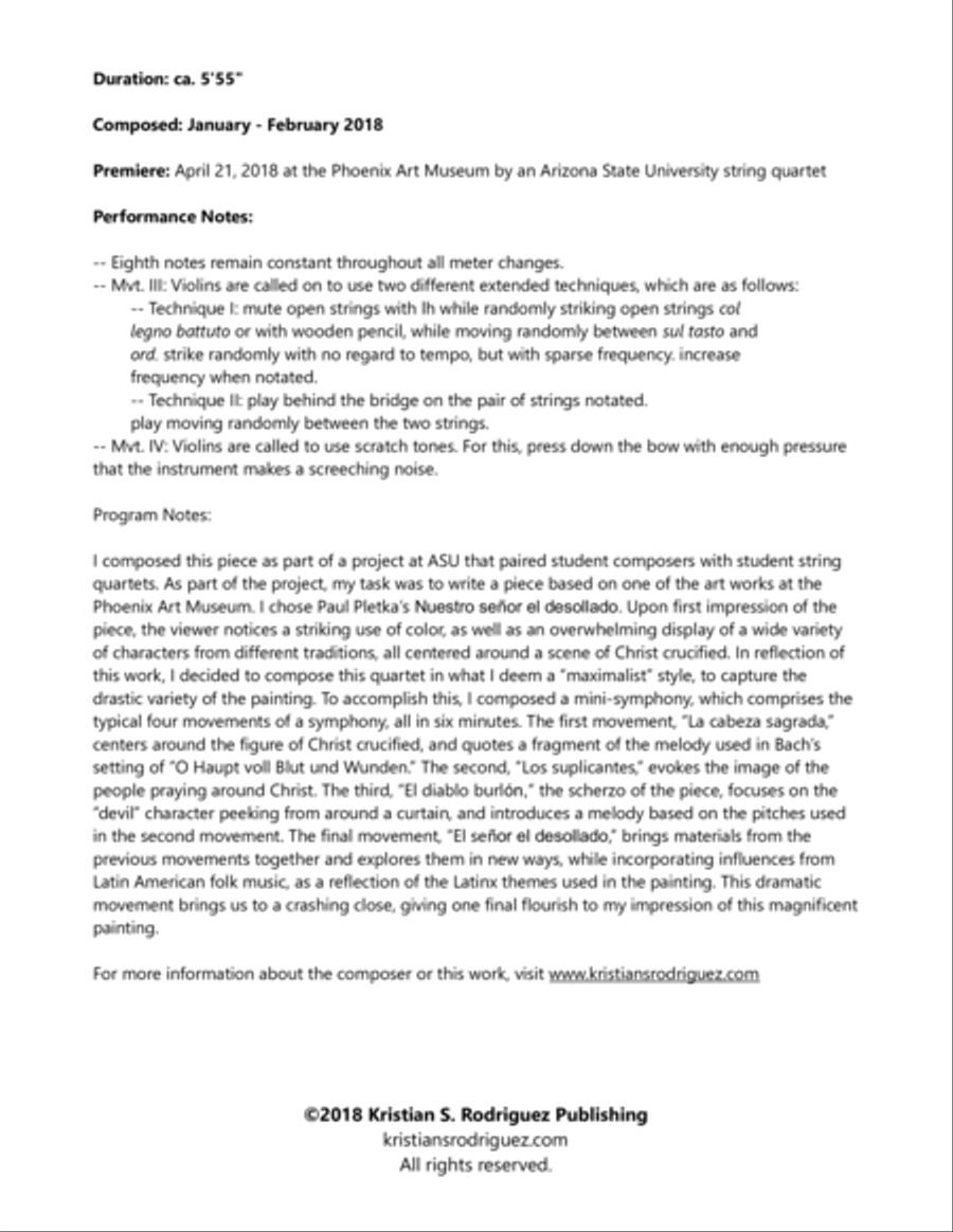 Nuestro señor el desollado String Quartet scores gallery preview page 2