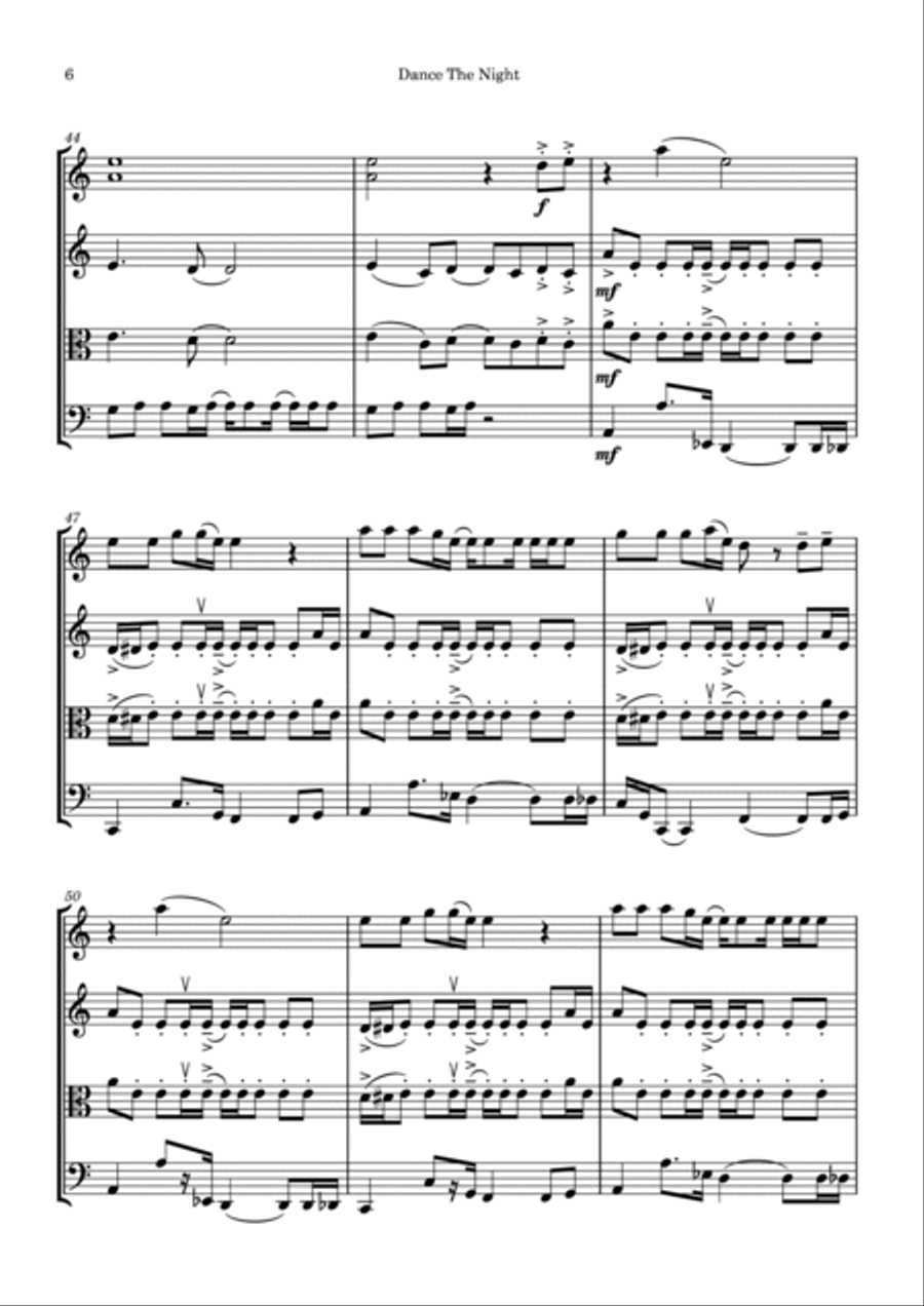 Dance The Night String Trio scores gallery preview page 6