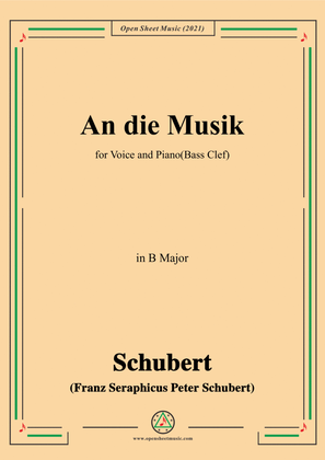 Book cover for Schubert-An die Musik in B Major(Bass Clef)