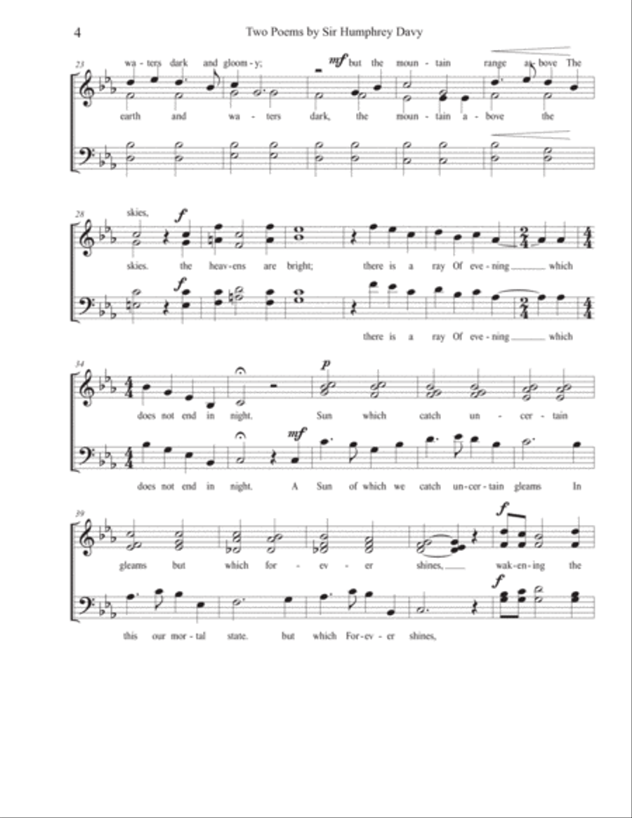 "Two Poems by Sir Humphry Davy" for SATB choir image number null