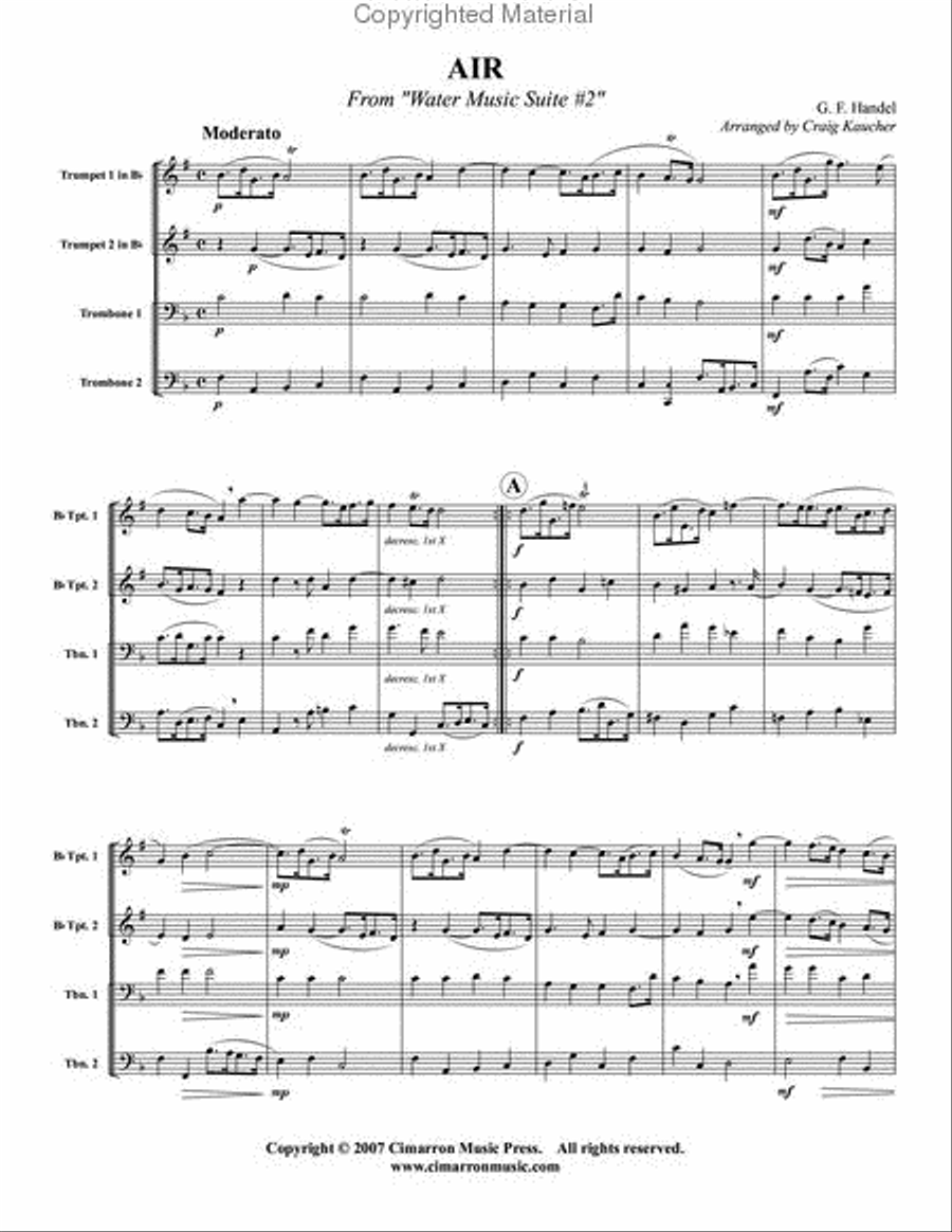Air from Water Music Suite No. 1 Horn scores gallery preview page 2