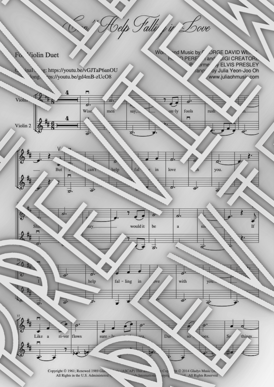 Can't Help Falling In Love String Duet scores gallery preview page 1