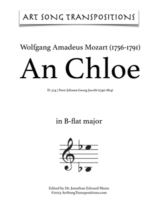 Book cover for MOZART: An Chloe, K. 524 (transposed to B-flat major, A major, and A-flat major)