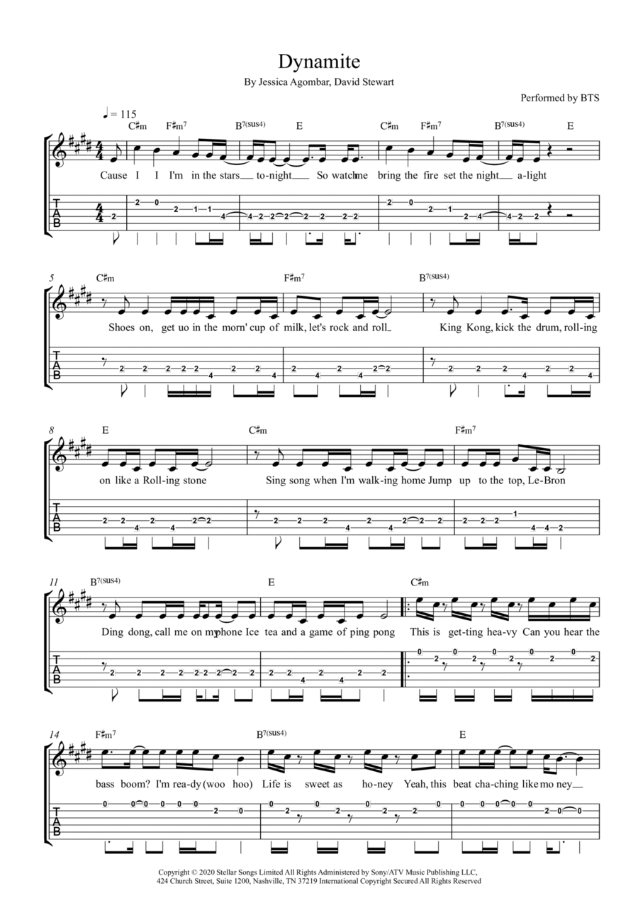 Dynamite Dynamite Electric Guitar scores gallery preview page 1