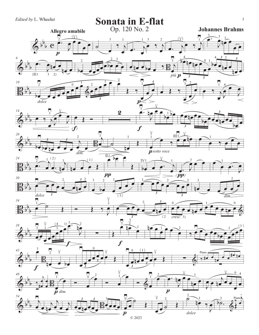 Brahms Viola Sonata, Op. 120 No. 2 (viola part plus research) Chamber Music scores gallery preview page 1