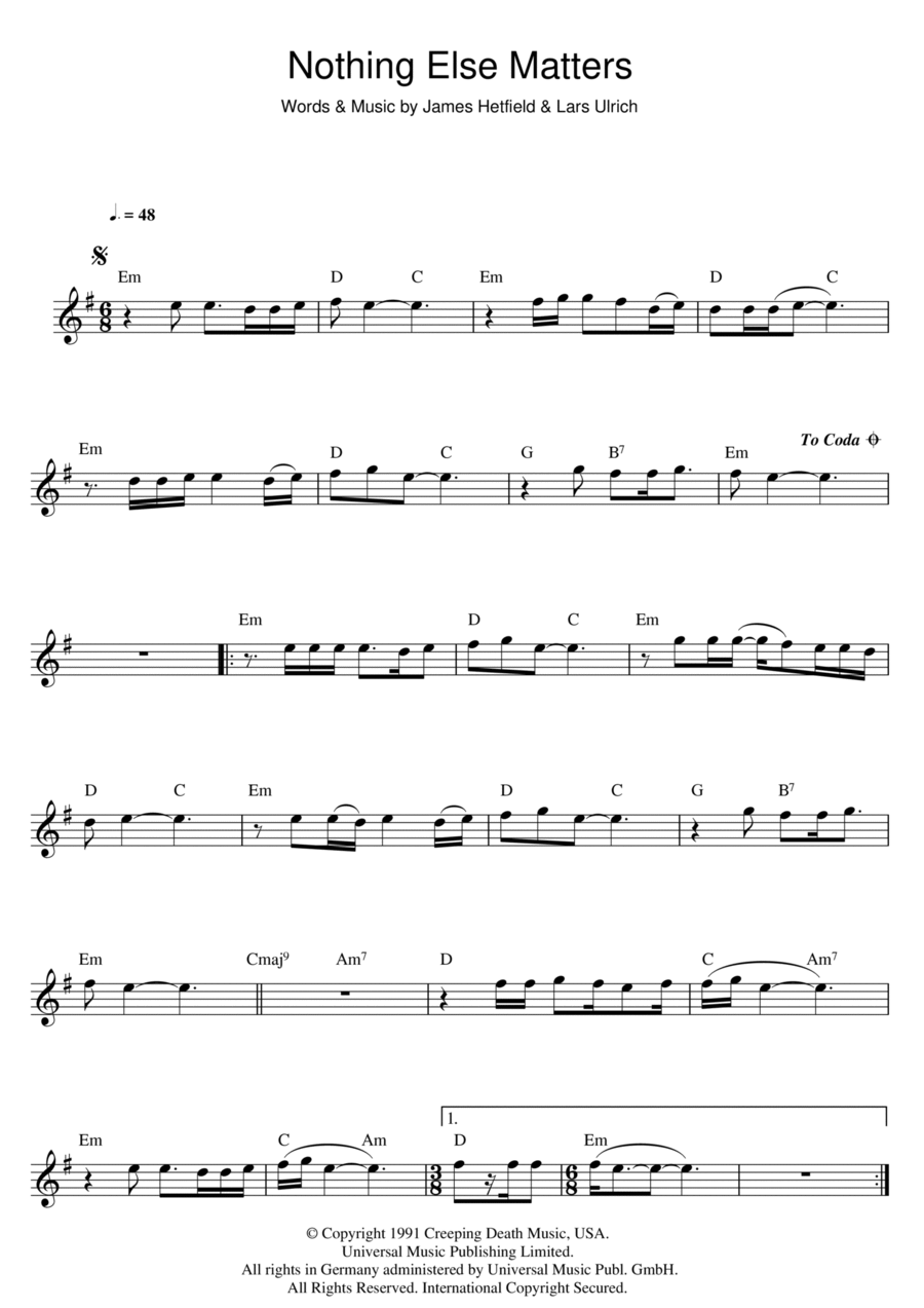 Nothing Else Matters Flute Solo scores gallery preview page 1