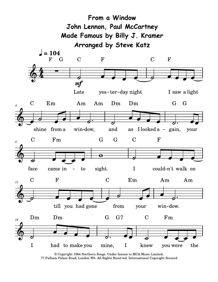 From A Window From A Window Piano scores gallery preview page 1