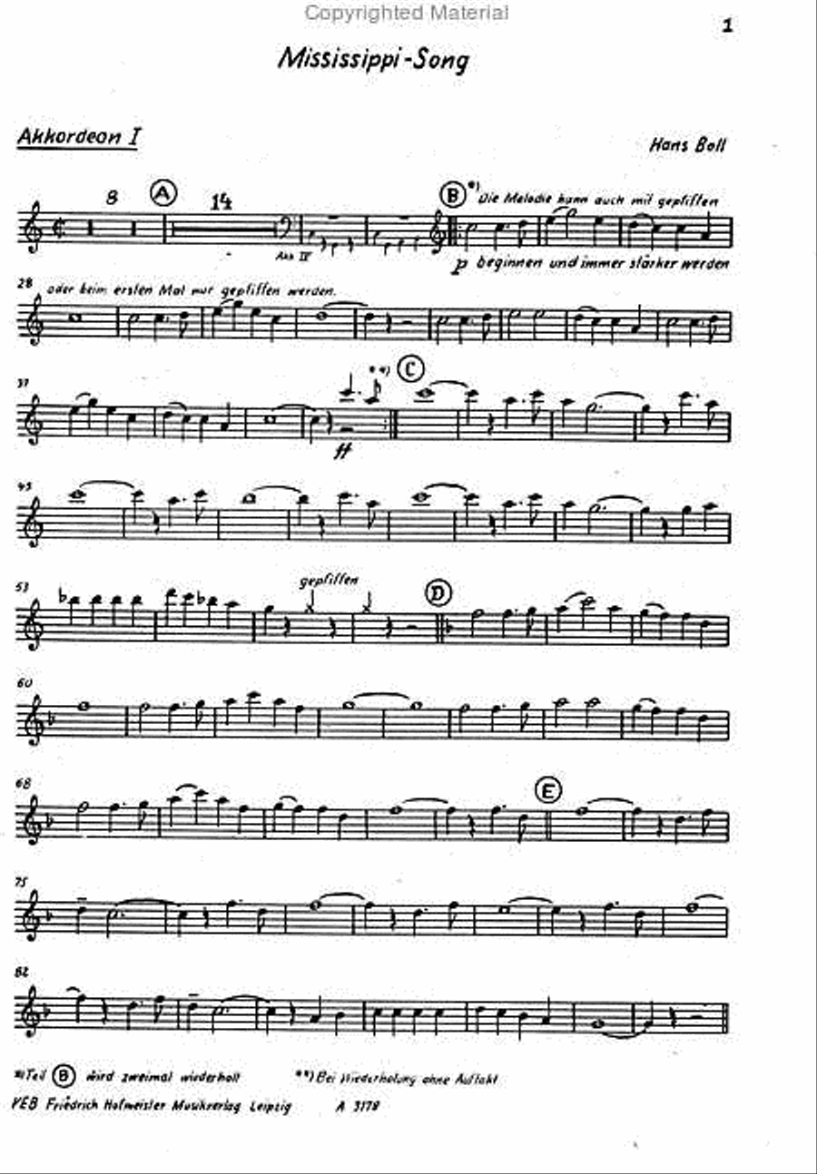Mississippi-Song. Suite / Stimmensatz Accordion Orchestra scores gallery preview page 2