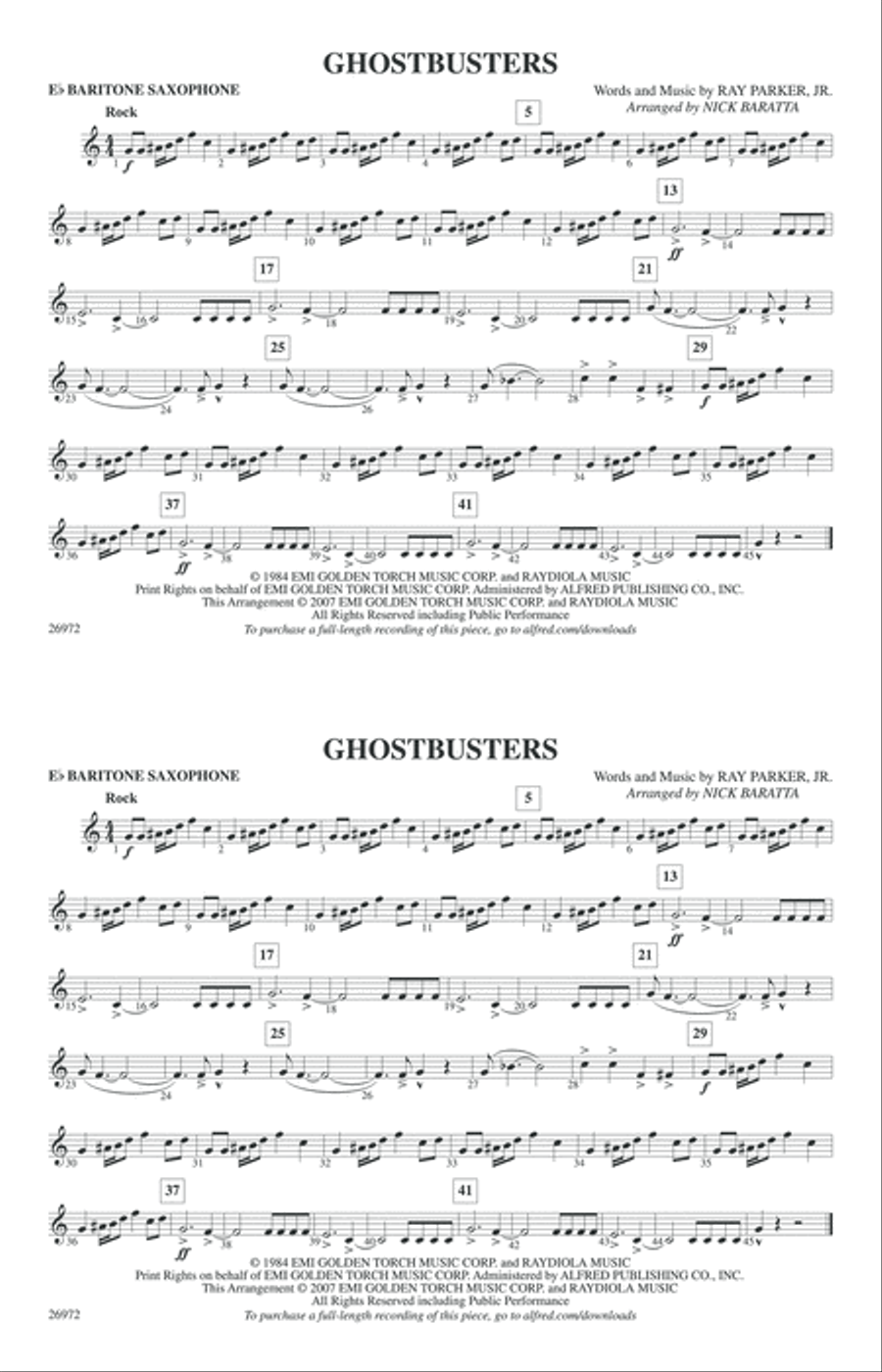 Ghostbusters: E-flat Baritone Saxophone Marching Band scores gallery preview page 1