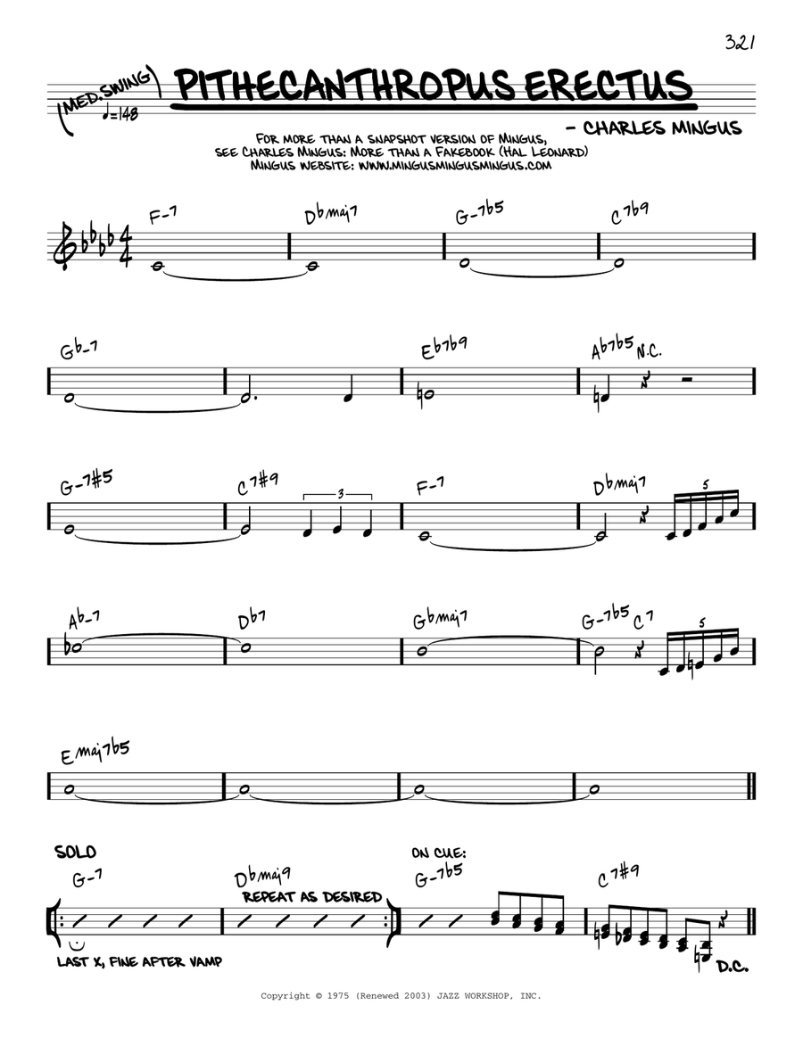 Pithecanthropus Erectus [Reharmonized version] (arr. Jack Grassel) Piano scores gallery preview page 1
