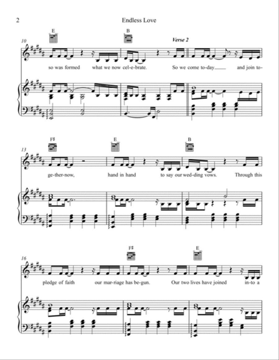 Forever Endless Love Piano, Vocal, Guitar scores gallery preview page 2