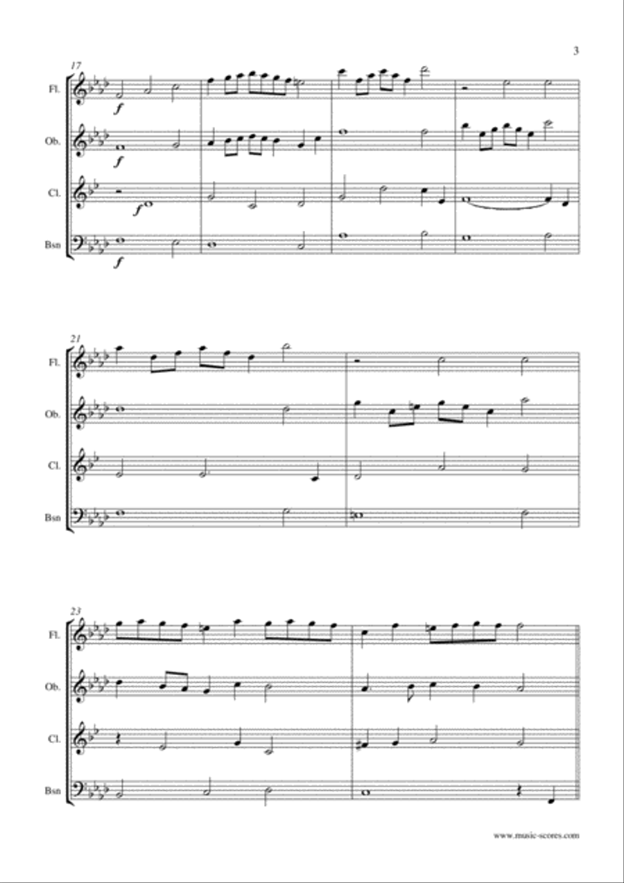 Festival Rondeau from Abdelazer - Wind Quartet - Flute, Oboe, Clarinet & Bassoon Woodwind Quartet scores gallery preview page 3