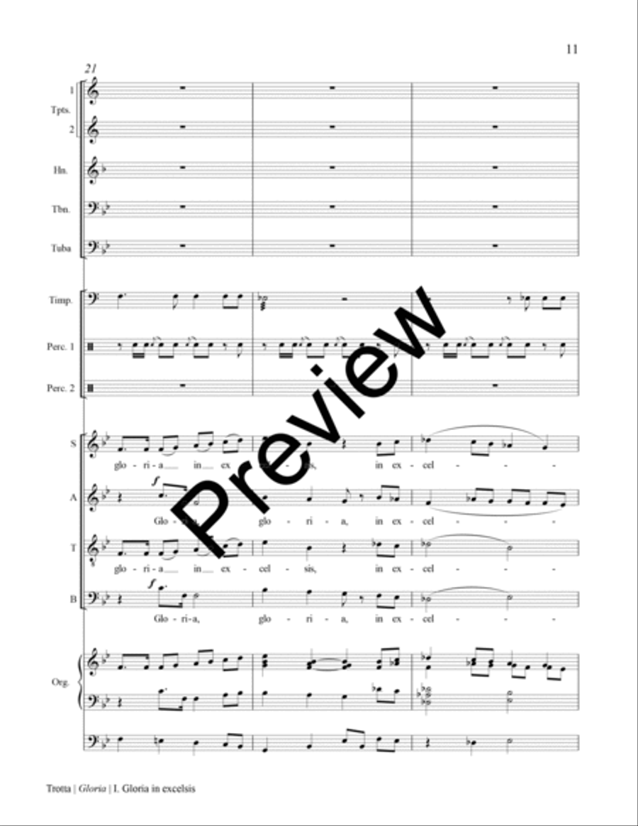 Gloria (Full Score for Organ, Brass, Percussion) Choir scores gallery preview page 14
