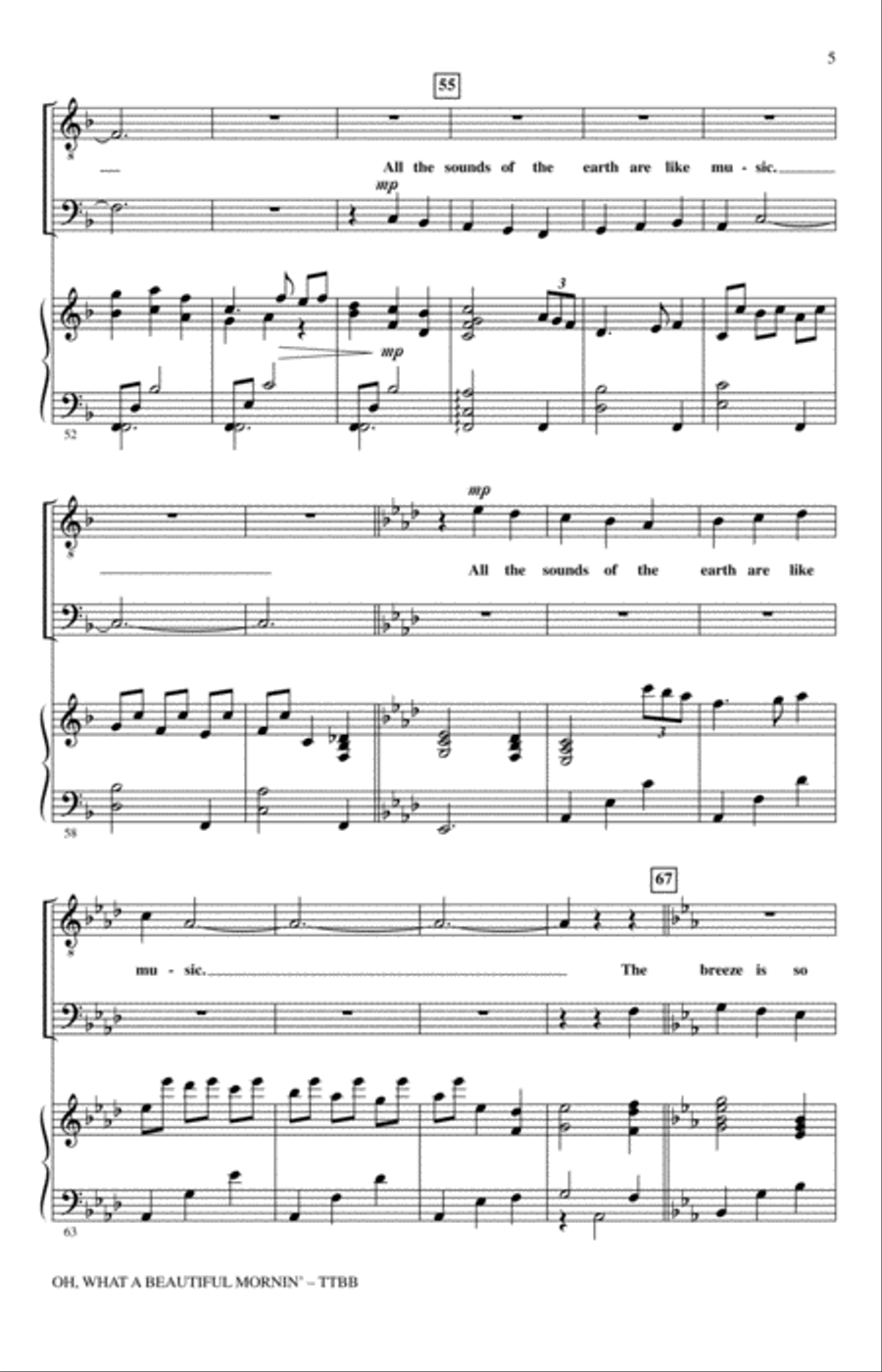 Oh, What A Beautiful Mornin' (from Oklahoma) (arr. Buryl Red & Joseph Joubert) TTBB scores gallery preview page 4