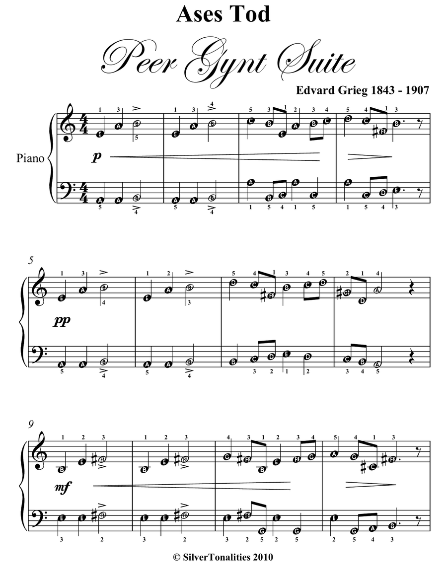 Ases Tod Peer Gynt Suite Easy Piano Sheet Music Easy Piano scores gallery preview page 2