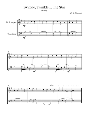 Twinkle, Twinkle, Little Star | For Bb Trumpet and Trombone (Without Transposition)