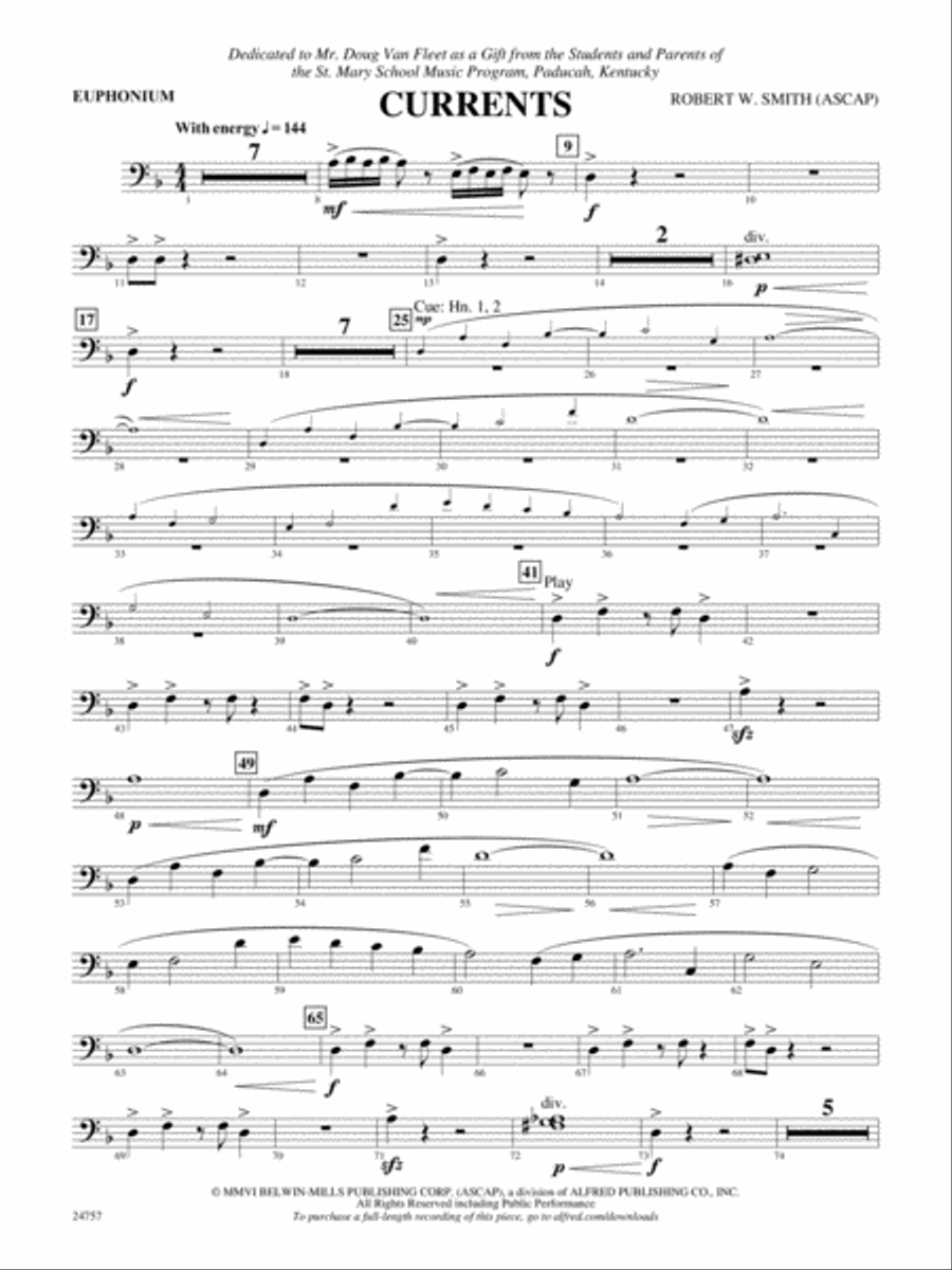 Currents: Baritone B.C. Currents: Baritone B.C. Concert Band scores gallery preview page 1