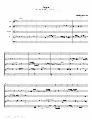 Fugue 12 from Well-Tempered Clavier, Book 1 (Woodwind Quintet)