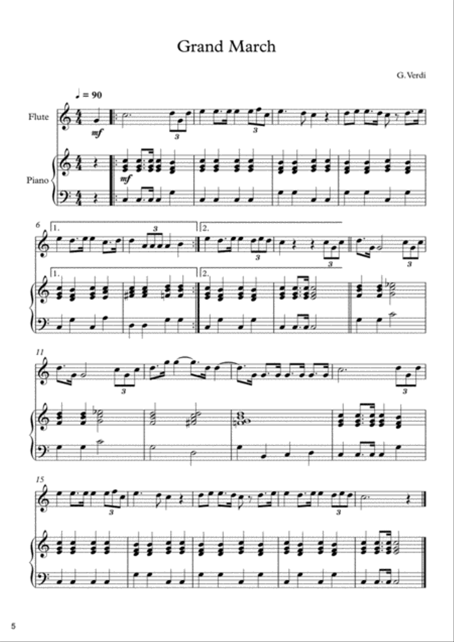 10 Easy Classical Pieces For Flute & Piano Vol. 5 Flute Solo scores gallery preview page 6