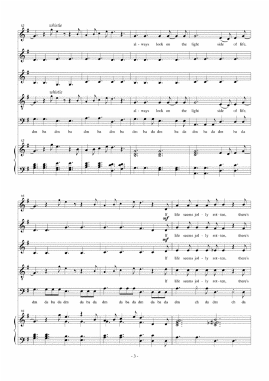 Always Look On The Bright Side Of Life 4-Part scores gallery preview page 4