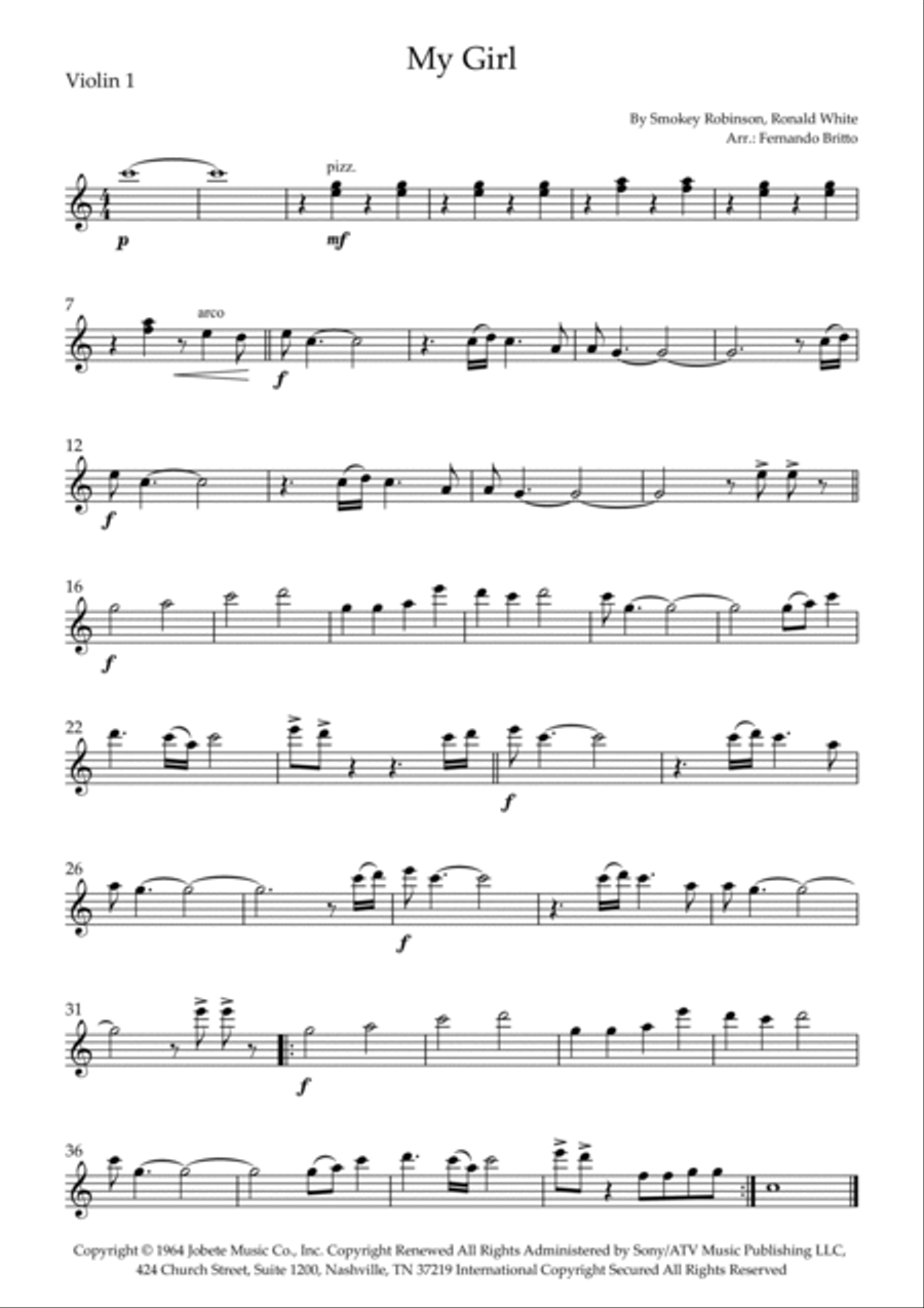 My Girl My Girl String Quartet scores gallery preview page 3