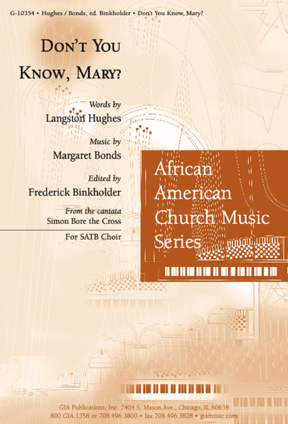 Don't You Know, Mary? by Margaret Bonds 4-Part - Sheet Music