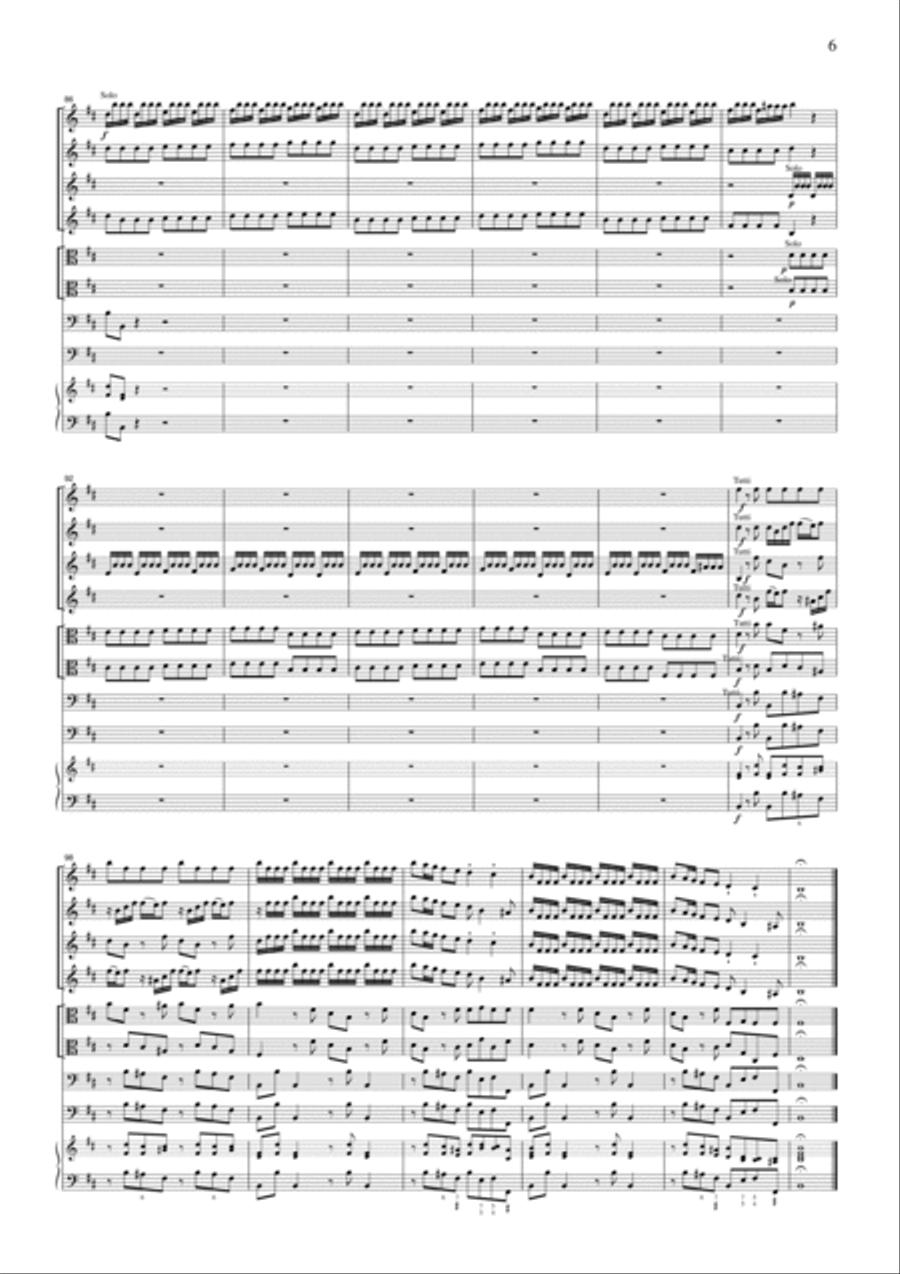Vivaldi Concerto for 4 Violins Op.3, No.10, for string orchestra, SV005 String Quartet scores gallery preview page 6
