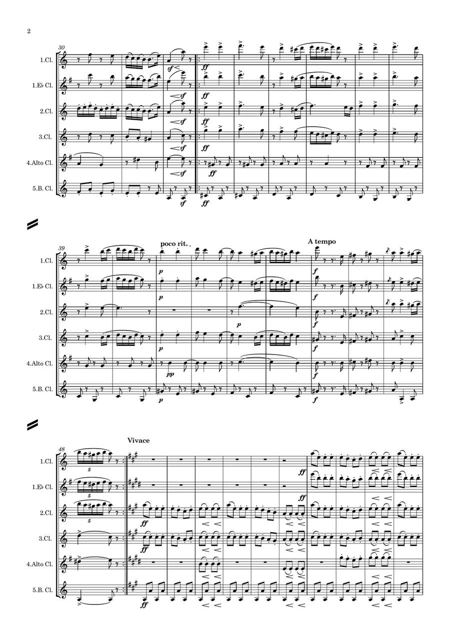 Brahms: Hungarian Dance (Ungarische Tänze) WoO1 No.5 - clarinet quintet Clarinet Quintet scores gallery preview page 3