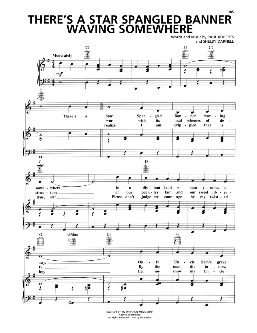 There's A Star Spangled Banner Waving Somewhere Piano, Vocal, Guitar scores gallery preview page 1