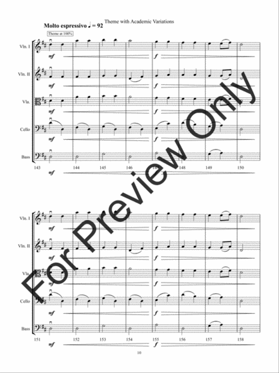 Theme With Academic Variations (Score) String Orchestra scores gallery preview page 13
