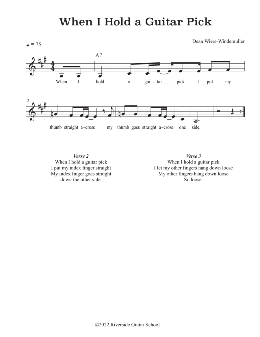 When I Hold a Guitar Pick Easy Piano scores gallery preview page 1