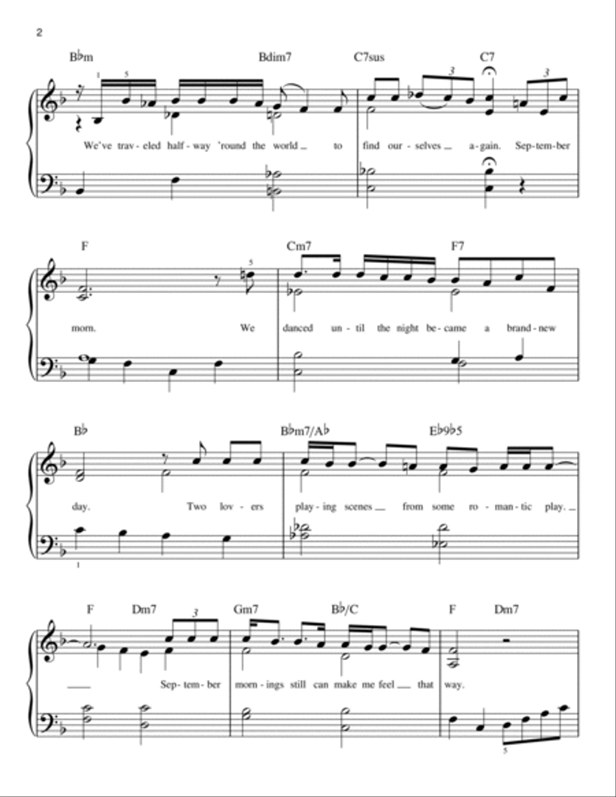 September Morn Easy Piano scores gallery preview page 2
