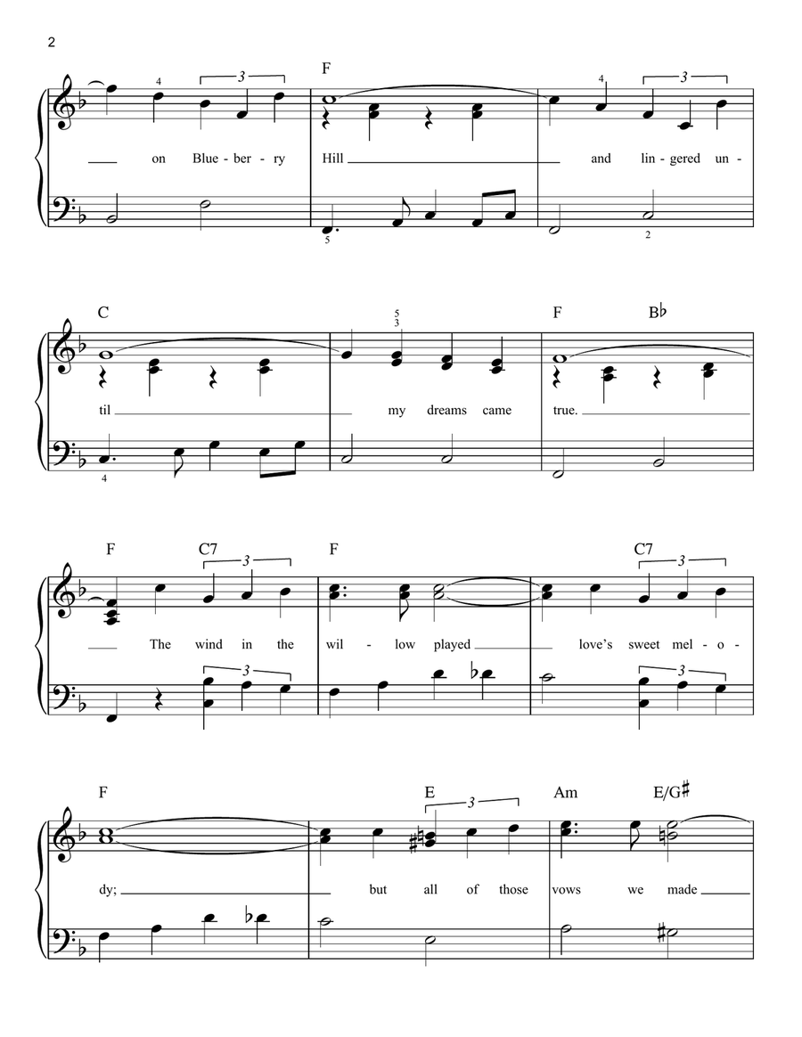 Blueberry Hill Easy Piano scores gallery preview page 2