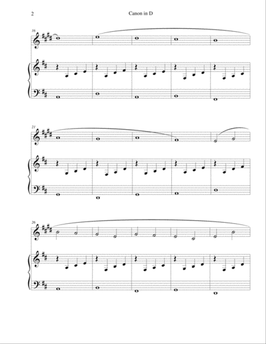 Pachelbel's Canon in D - for Bb clarinet and piano B-Flat Clarinet scores gallery preview page 2