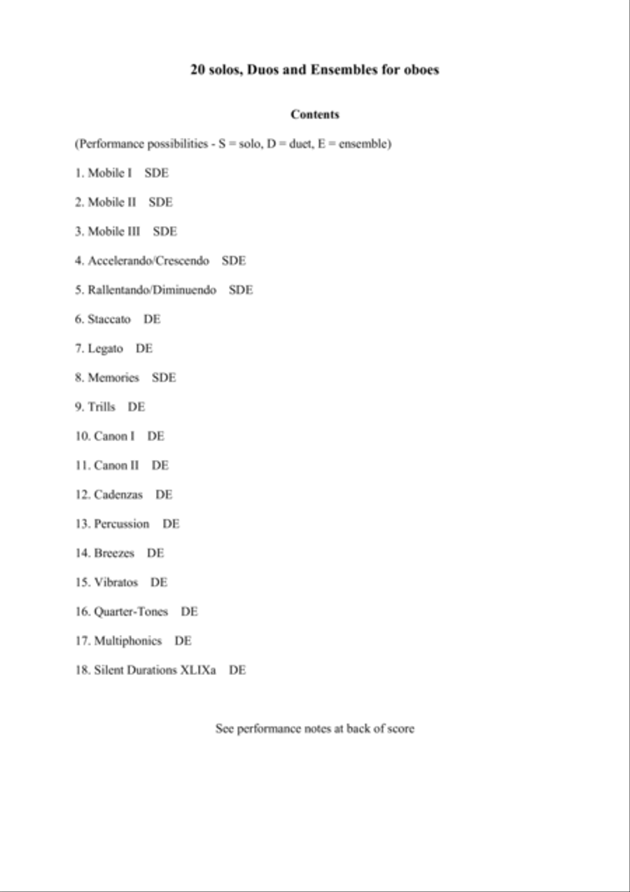 20 Contemporary Solos, Duos and Ensembles for Oboe Woodwind Duet scores gallery preview page 1