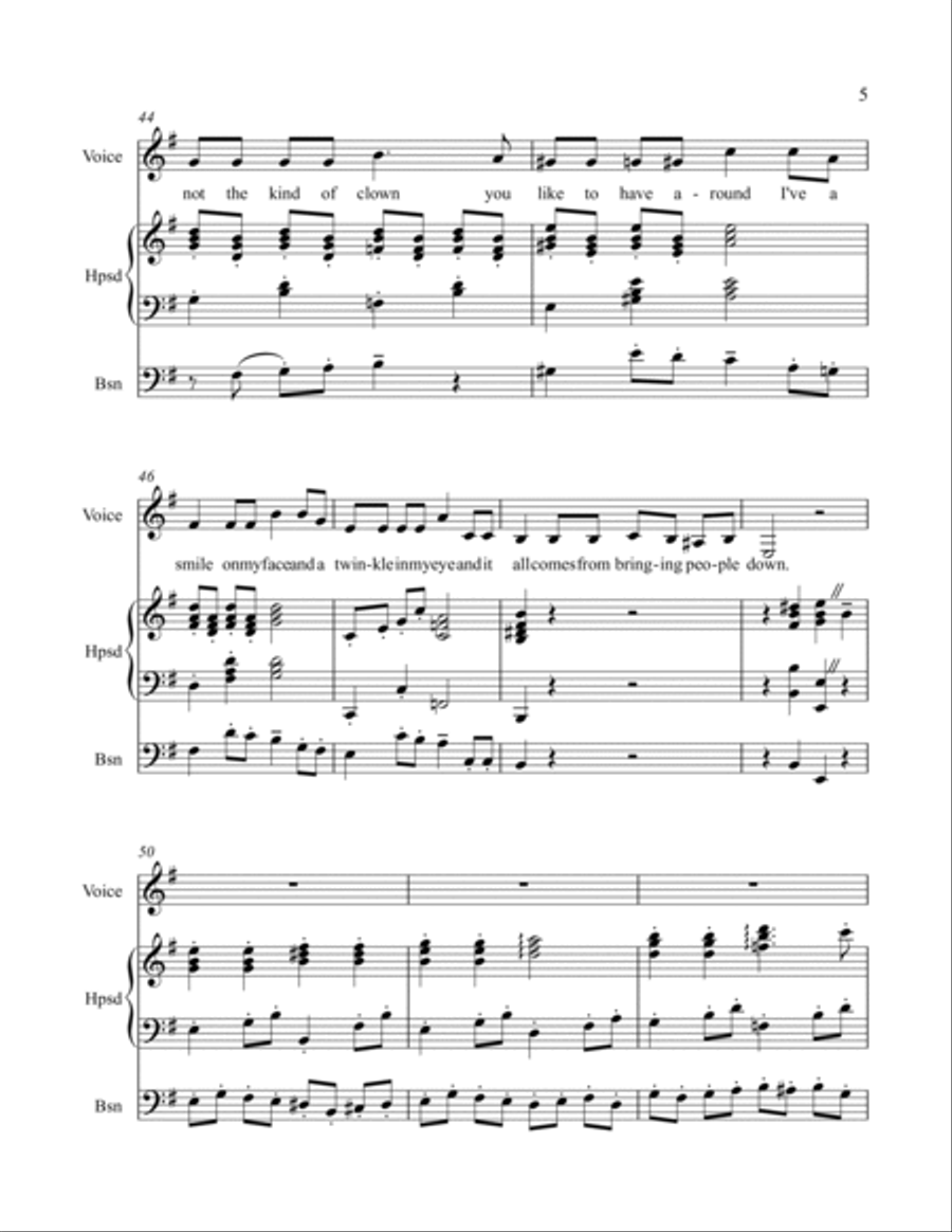 The Wretch - novelty song for voice, harpsichord, optional bassoon Small Ensemble scores gallery preview page 5