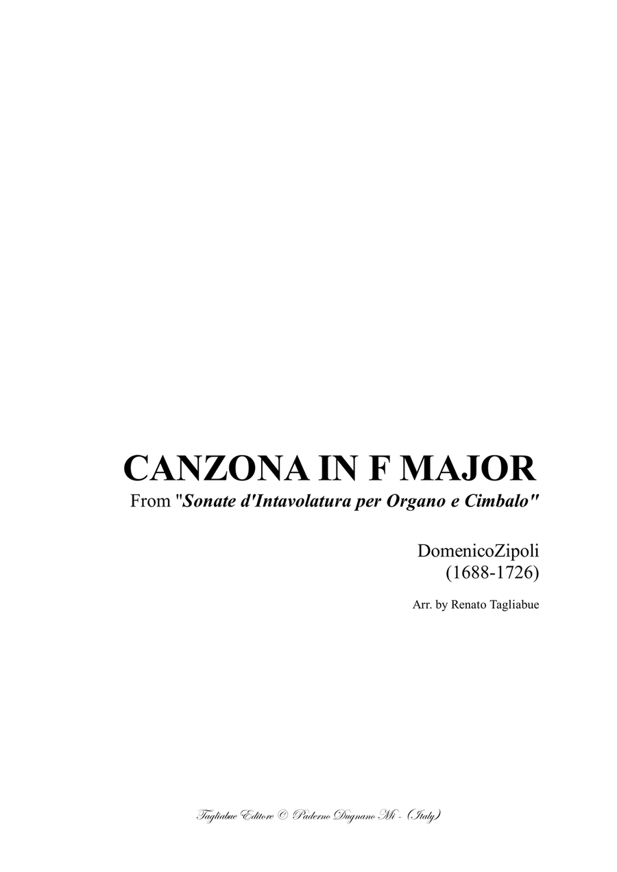 CANZONA IN F MAJOR - D. Zipoli - From Sonate d'intavolatura per Organo e Cimbalo Organ Solo scores gallery preview page 1