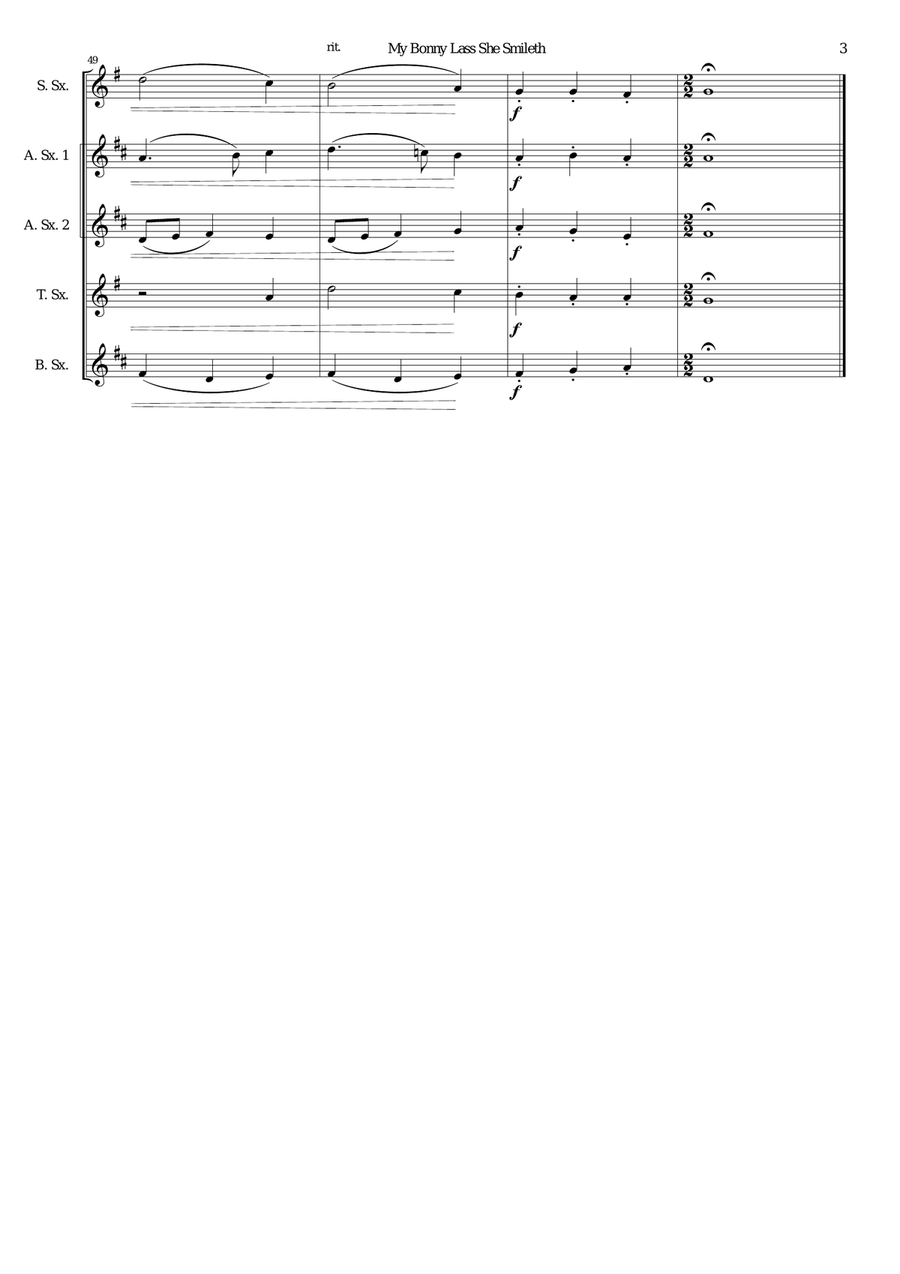 My bonny lass she smileth for saxophone quintet Saxophone Quintet scores gallery preview page 3