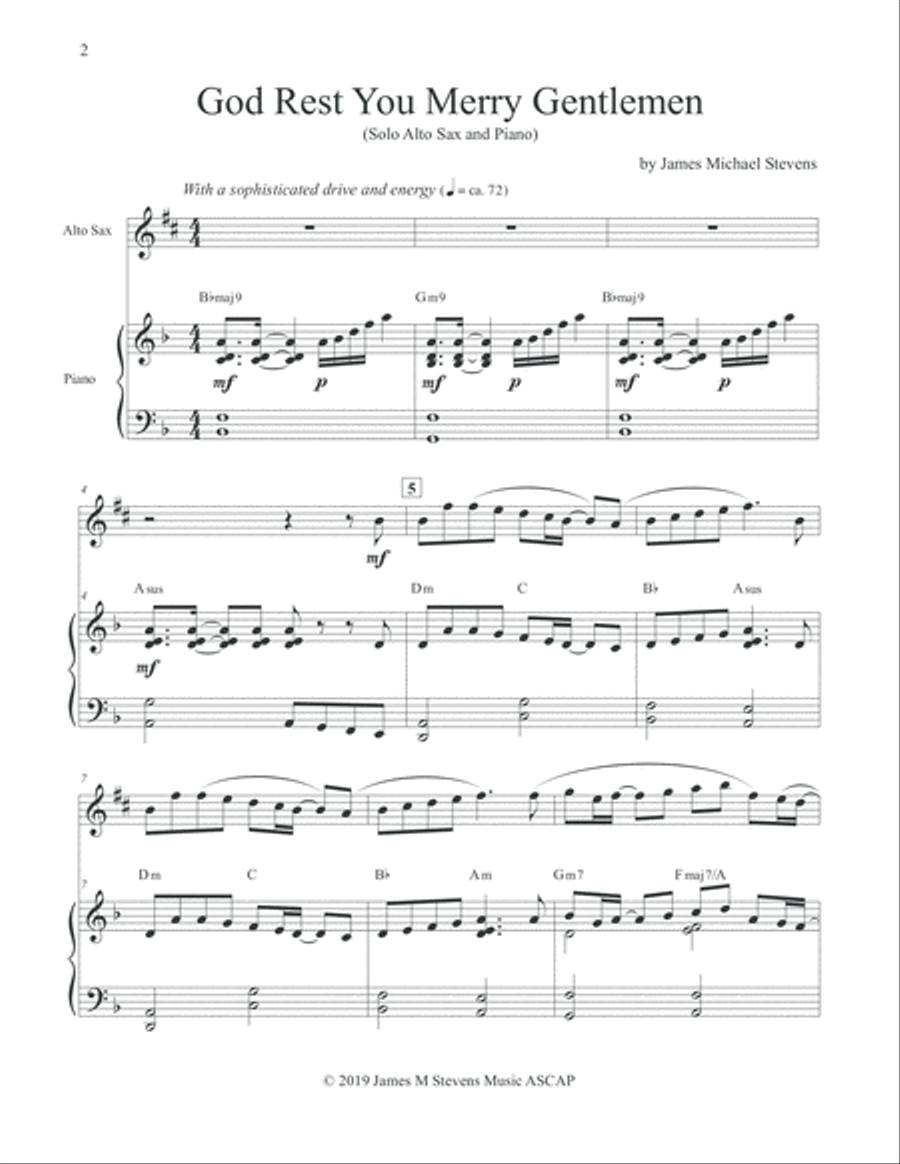 God Rest You Merry Gentlemen - Christmas Alto Sax Alto Saxophone scores gallery preview page 2