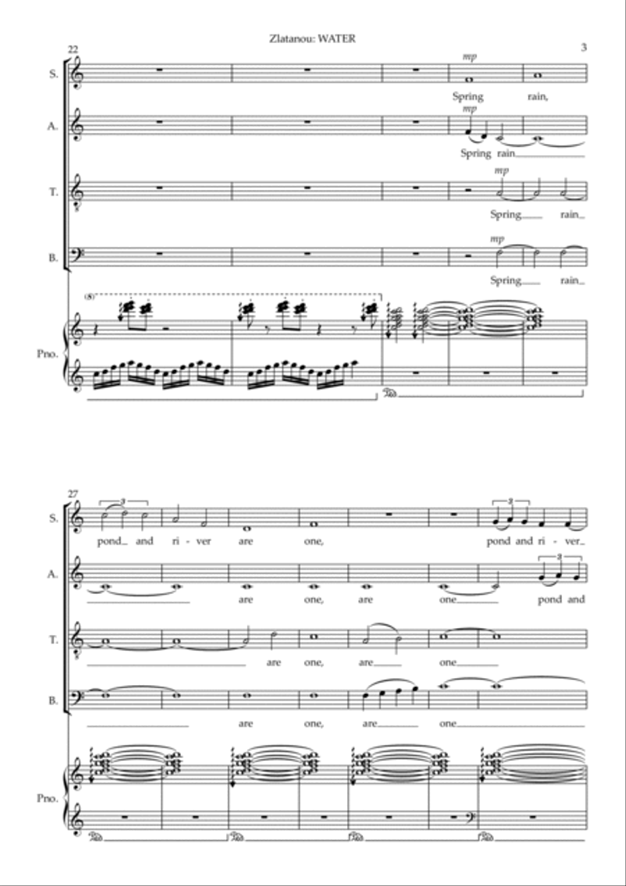 WATER for SATB choir and piano 4-Part scores gallery preview page 5