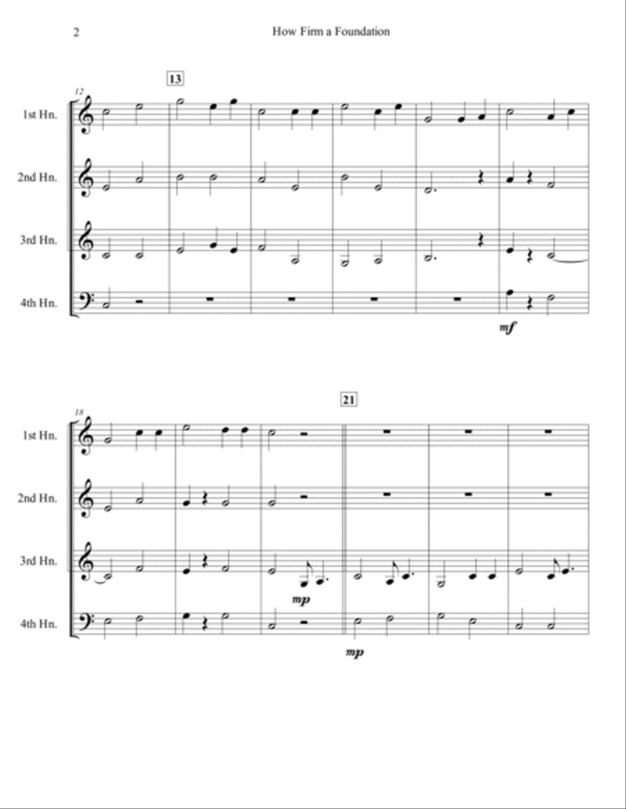 How Firm a Foundation (Horn Quartet) Brass Quartet scores gallery preview page 5